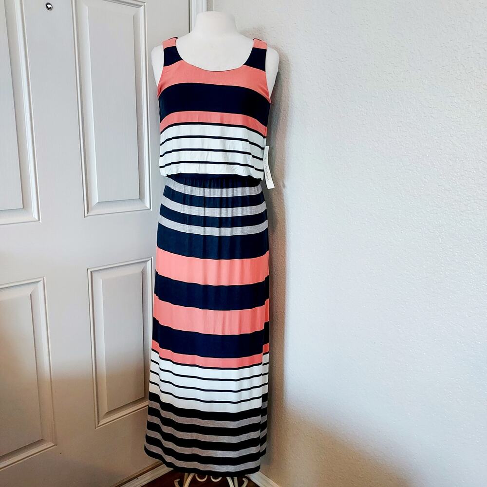 NEW Olivia Mathews Striped Maxi Dress Size M